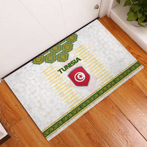 Tunisia Flag Rubber Doormat with National Crest and Emblem