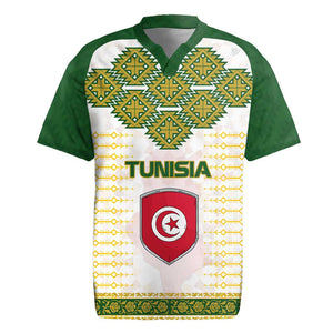 Tunisia Flag Rugby Jersey with National Crest and Emblem