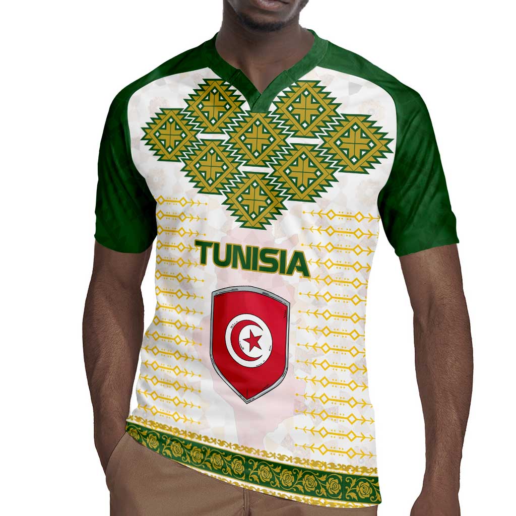 Tunisia Flag Rugby Jersey with National Crest and Emblem