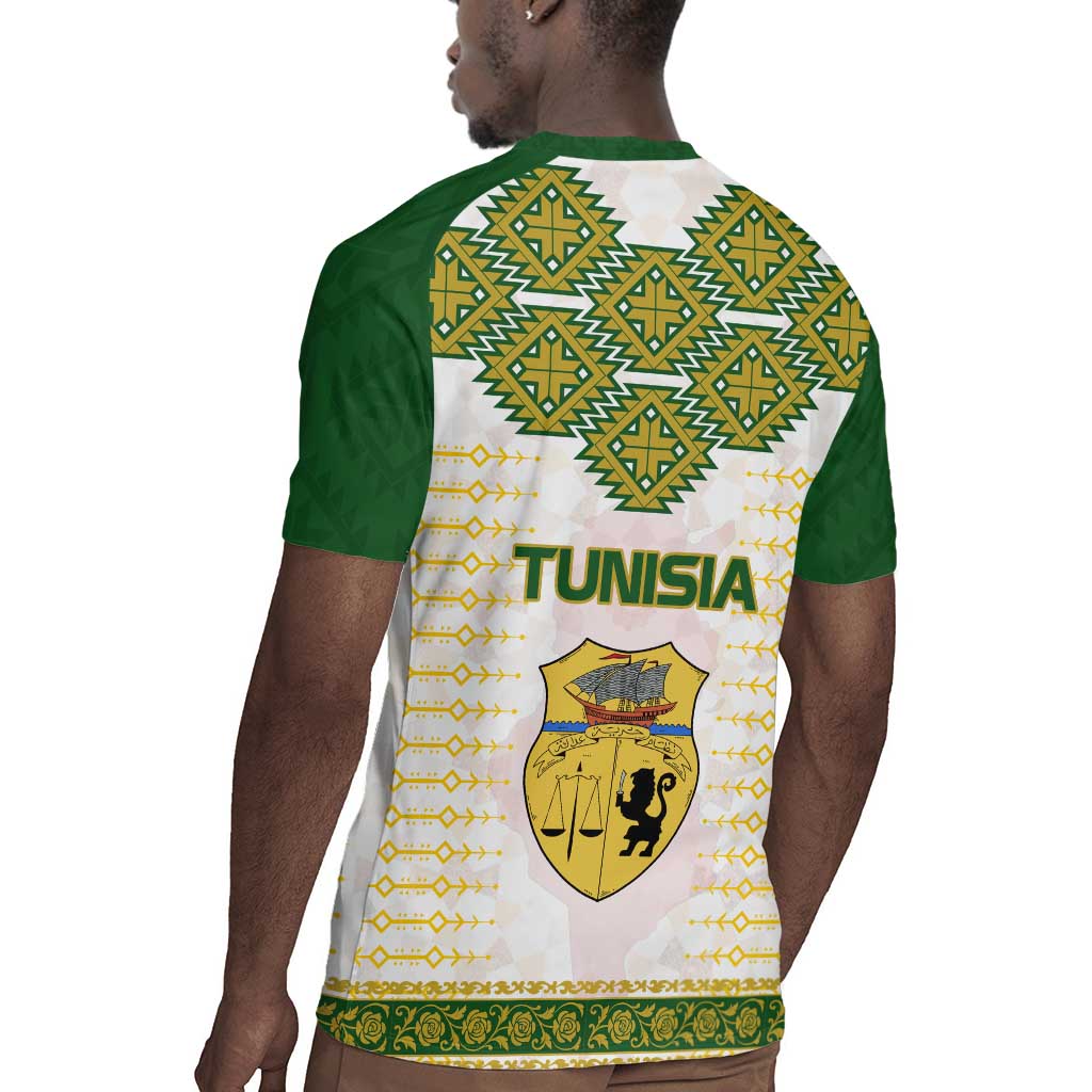 Tunisia Flag Rugby Jersey with National Crest and Emblem
