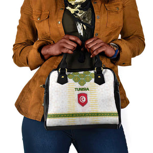 Tunisia Flag Shoulder Handbag with National Crest and Emblem