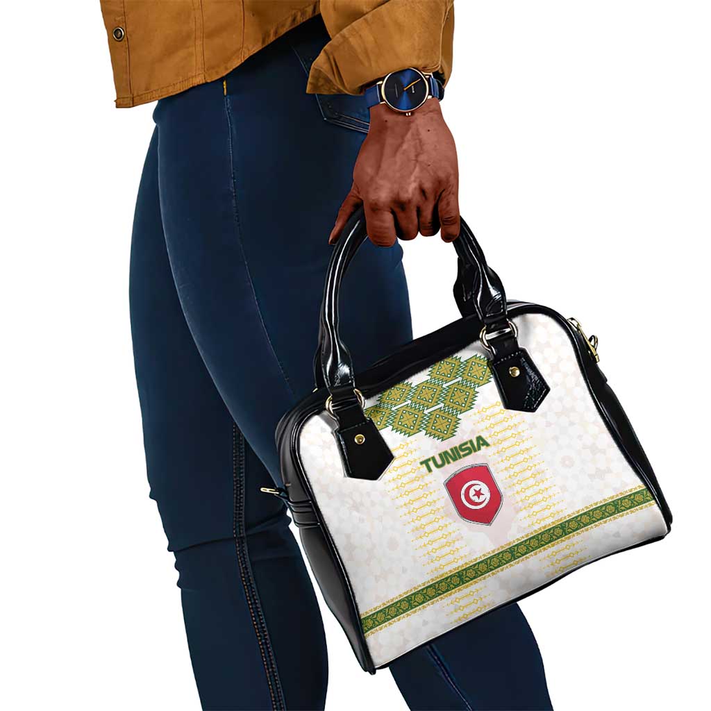 Tunisia Flag Shoulder Handbag with National Crest and Emblem