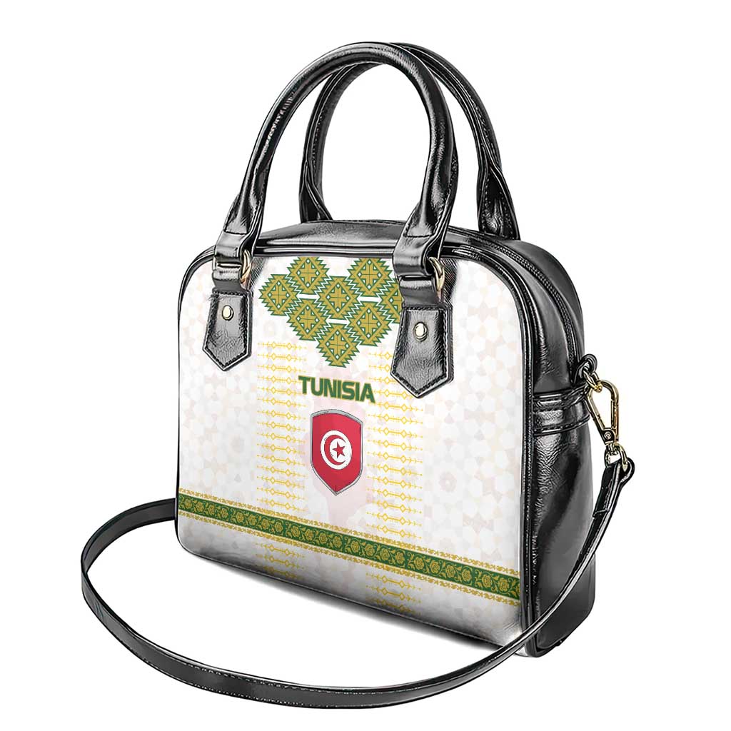 Tunisia Flag Shoulder Handbag with National Crest and Emblem