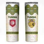 Tunisia Flag Skinny Tumbler with National Crest and Emblem