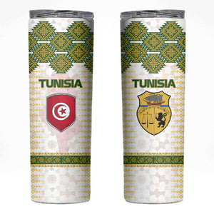 Tunisia Flag Skinny Tumbler with National Crest and Emblem