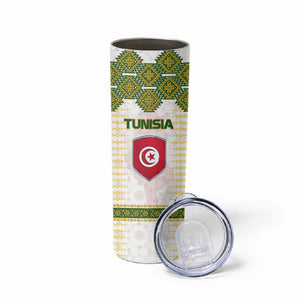 Tunisia Flag Skinny Tumbler with National Crest and Emblem