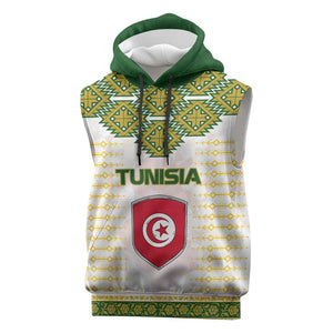 Tunisia Flag Sleeveless Hoodie with National Crest and Emblem - African Pride