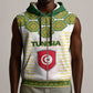 Tunisia Flag Sleeveless Zip Hoodie with National Crest and Emblem - African Pride