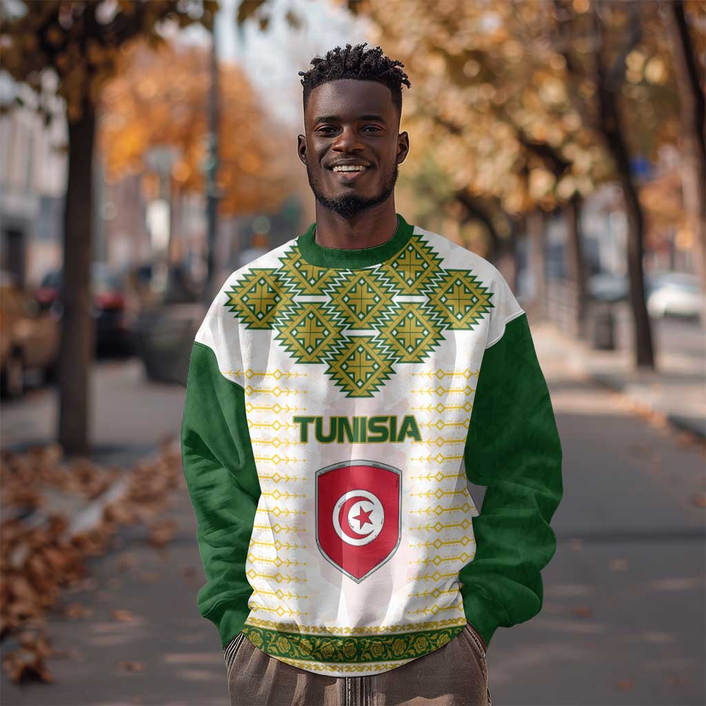 Tunisia Flag Sweatshirt with National Crest and Emblem