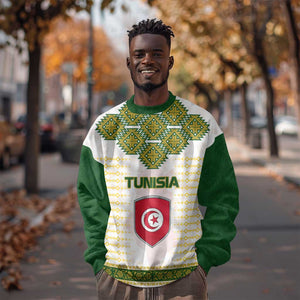 Tunisia Flag Sweatshirt with National Crest and Emblem