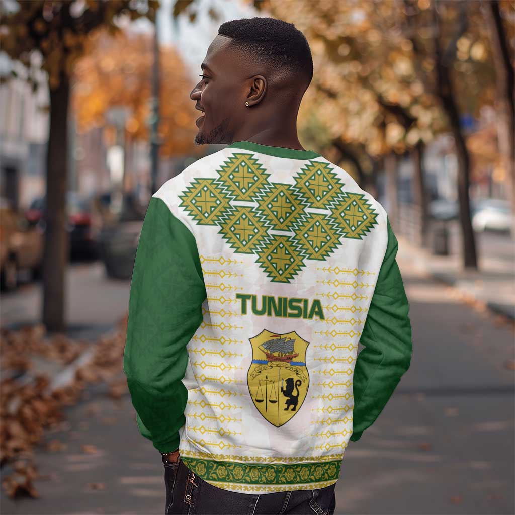 Tunisia Flag Sweatshirt with National Crest and Emblem