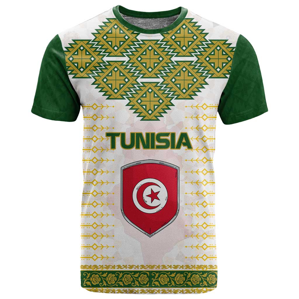 Tunisia Flag T shirt with National Crest and Emblem