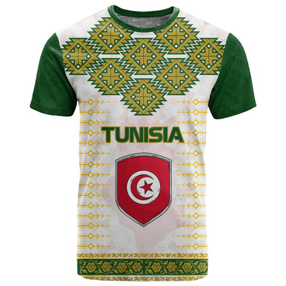 Tunisia Flag T shirt with National Crest and Emblem