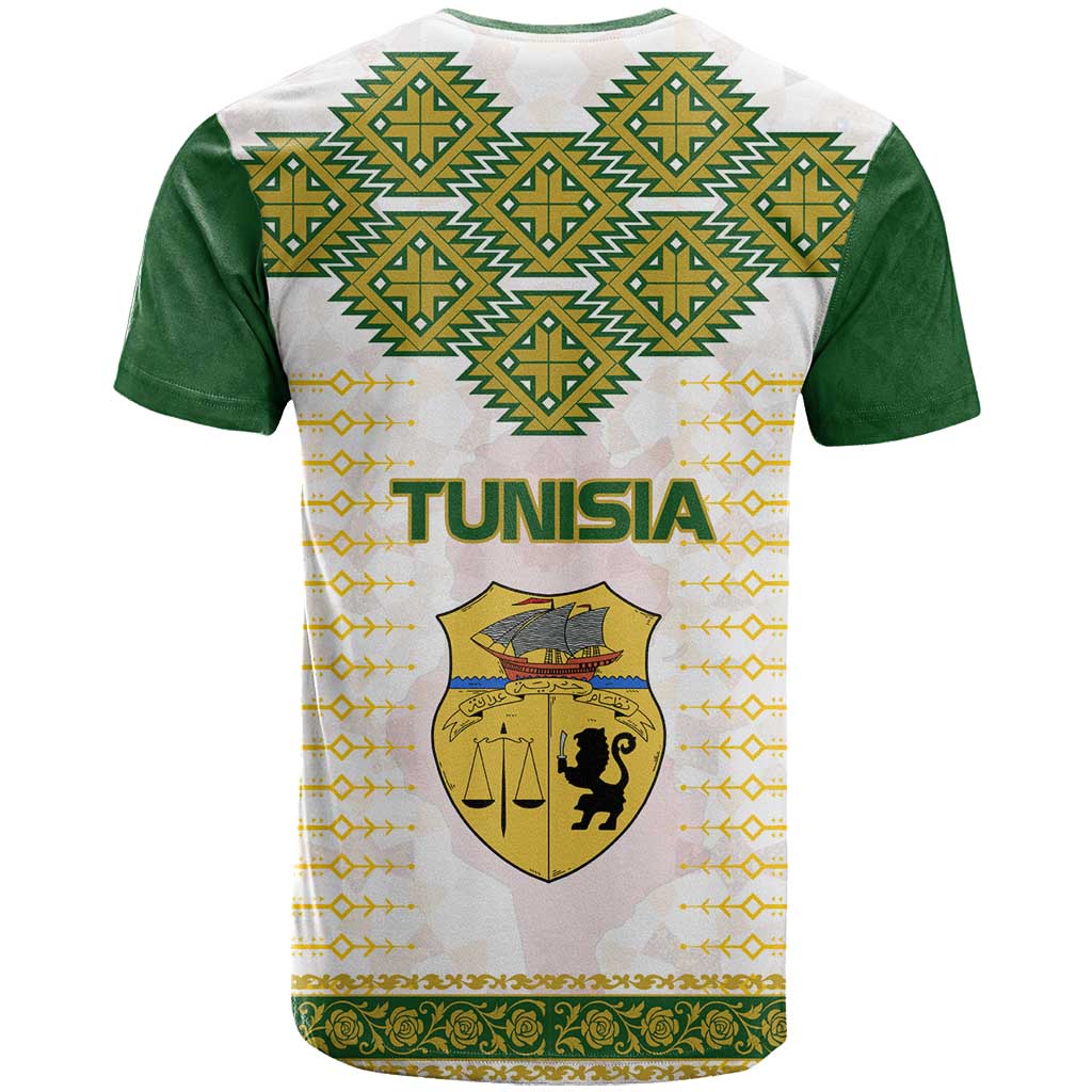 Tunisia Flag T shirt with National Crest and Emblem