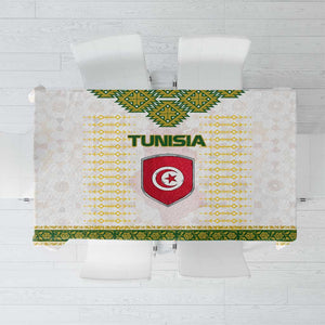 Tunisia Flag Tablecloth with National Crest and Emblem