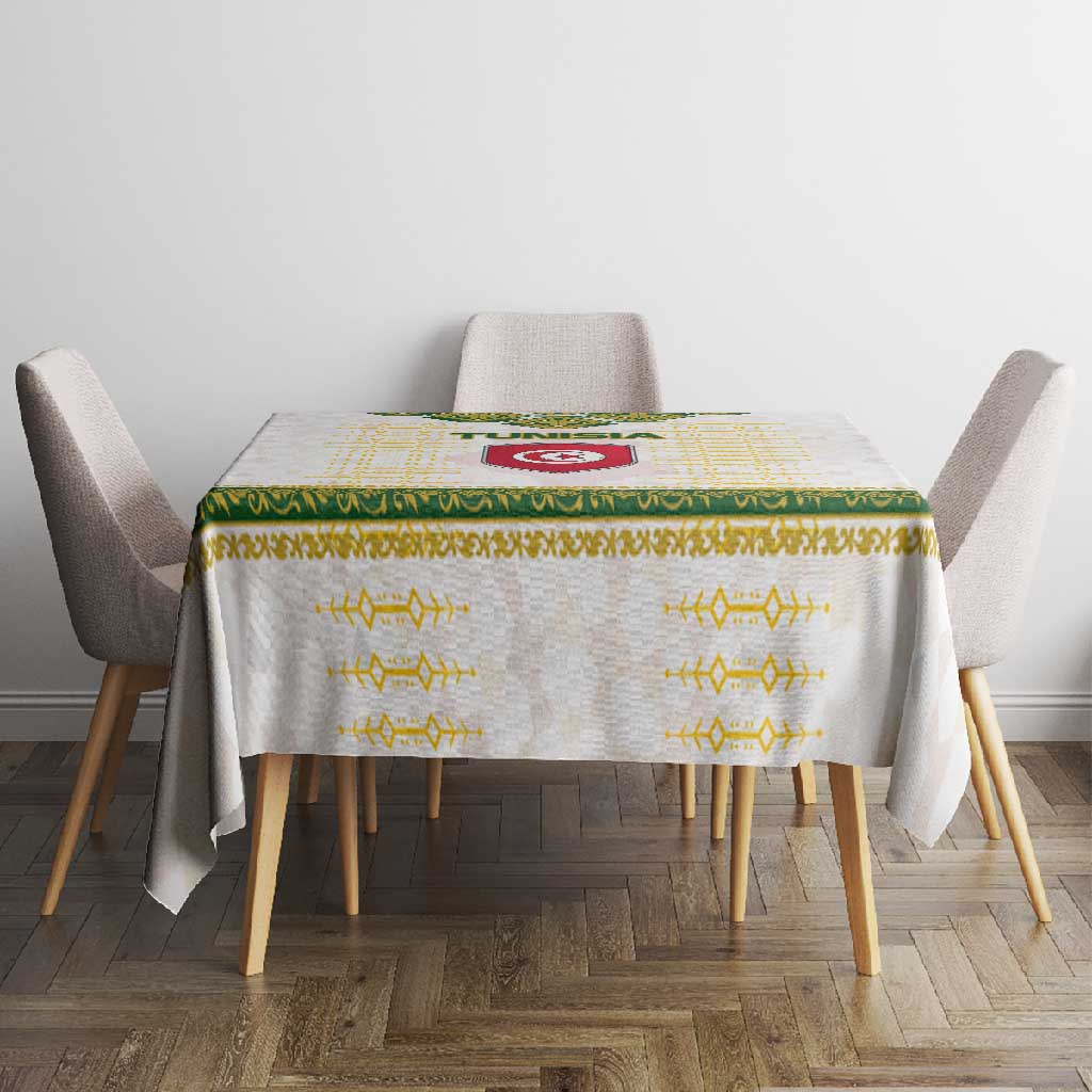 Tunisia Flag Tablecloth with National Crest and Emblem