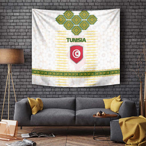 Tunisia Flag Tapestry with National Crest and Emblem