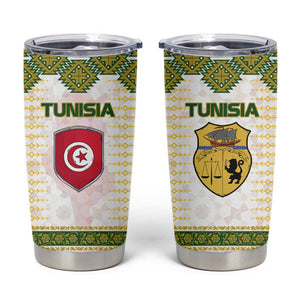 Tunisia Flag Tumbler Cup with National Crest and Emblem
