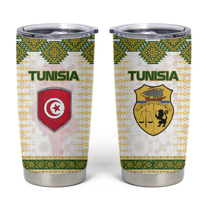 Tunisia Flag Tumbler Cup with National Crest and Emblem