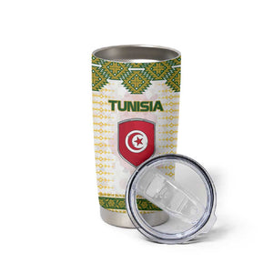 Tunisia Flag Tumbler Cup with National Crest and Emblem