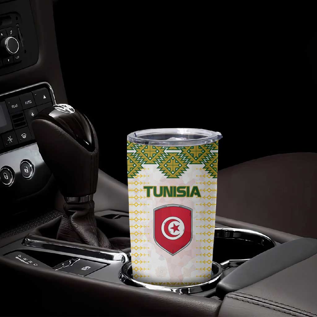 Tunisia Flag Tumbler Cup with National Crest and Emblem