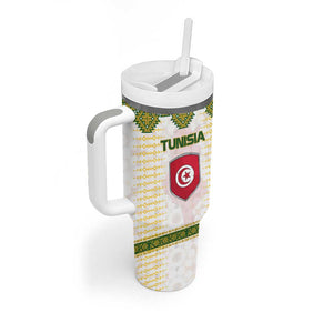 Tunisia Flag Tumbler With Handle with National Crest and Emblem