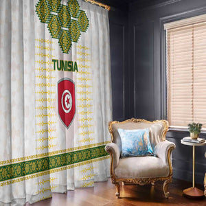 Tunisia Flag Window Curtain with National Crest and Emblem