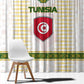 Tunisia Flag Window Curtain with National Crest and Emblem