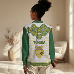 Tunisia Flag Women Casual Shirt with National Crest and Emblem