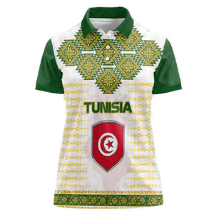 Tunisia Flag Women Polo Shirt with National Crest and Emblem