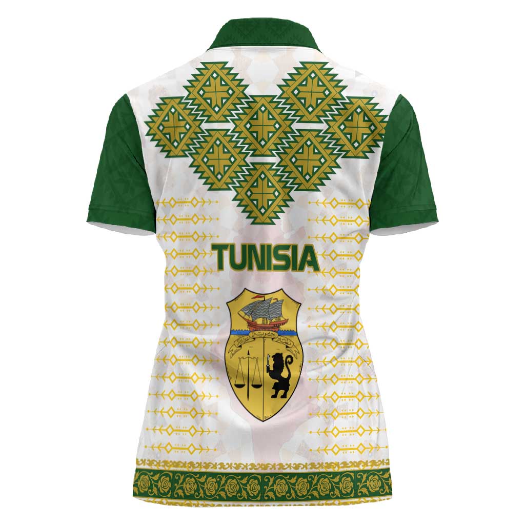 Tunisia Flag Women Polo Shirt with National Crest and Emblem