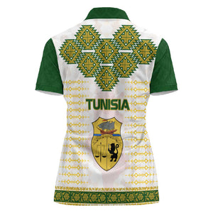 Tunisia Flag Women Polo Shirt with National Crest and Emblem