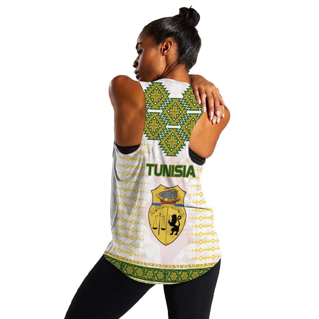Tunisia Flag Women Racerback Tank with National Crest and Emblem