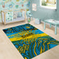 Rwanda Independence Day Area Rug Tribal Geometric Pattern - National Coat Of Arms And Sunburst