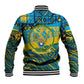 Rwanda Independence Day Baseball Jacket Tribal Geometric Pattern - National Coat Of Arms And Sunburst