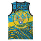 Rwanda Independence Day Basketball Jersey Tribal Geometric Pattern - National Coat Of Arms And Sunburst