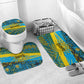 Rwanda Independence Day Bathroom Set Tribal Geometric Pattern - National Coat Of Arms And Sunburst