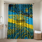 Rwanda Independence Day Bathroom Set Tribal Geometric Pattern - National Coat Of Arms And Sunburst