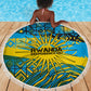 Rwanda Independence Day Beach Blanket Tribal Geometric Pattern - National Coat Of Arms And Sunburst