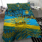 Rwanda Independence Day Bedding Set Tribal Geometric Pattern - National Coat Of Arms And Sunburst