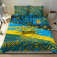 Rwanda Independence Day Bedding Set Tribal Geometric Pattern - National Coat Of Arms And Sunburst
