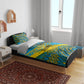 Rwanda Independence Day Bedding Set Tribal Geometric Pattern - National Coat Of Arms And Sunburst