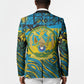 Rwanda Independence Day Blazer Tribal Geometric Pattern - National Coat Of Arms And Sunburst