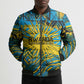 Rwanda Independence Day Bomber Puffer Jacket Tribal Geometric Pattern - National Coat Of Arms And Sunburst