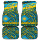 Rwanda Independence Day Car Mats Tribal Geometric Pattern - National Coat Of Arms And Sunburst