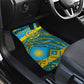 Rwanda Independence Day Car Mats Tribal Geometric Pattern - National Coat Of Arms And Sunburst