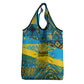 Rwanda Independence Day Grocery Bag Tribal Geometric Pattern - National Coat Of Arms And Sunburst