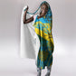 Rwanda Independence Day Hooded Blanket Tribal Geometric Pattern - National Coat Of Arms And Sunburst