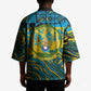 Rwanda Independence Day Kimono Tribal Geometric Pattern - National Coat Of Arms And Sunburst