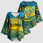 Rwanda Independence Day Kimono Sleeve Blouse Tribal Geometric Pattern - National Coat Of Arms And Sunburst